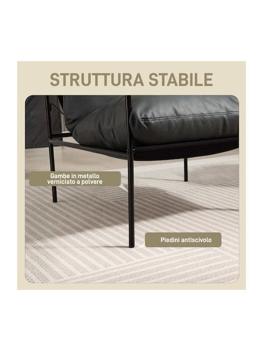 HomCom Polstersessel aus Künstliches Leder Dunkelgrau 74.5x75x77cm