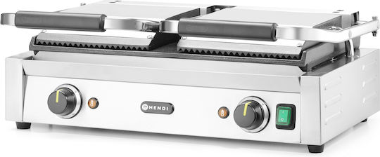 Hendi Profesional Sandwich Maker cu Suprafețe Netede Din Fontă cu Suprafețe Ondulate Din Fontă 3600W