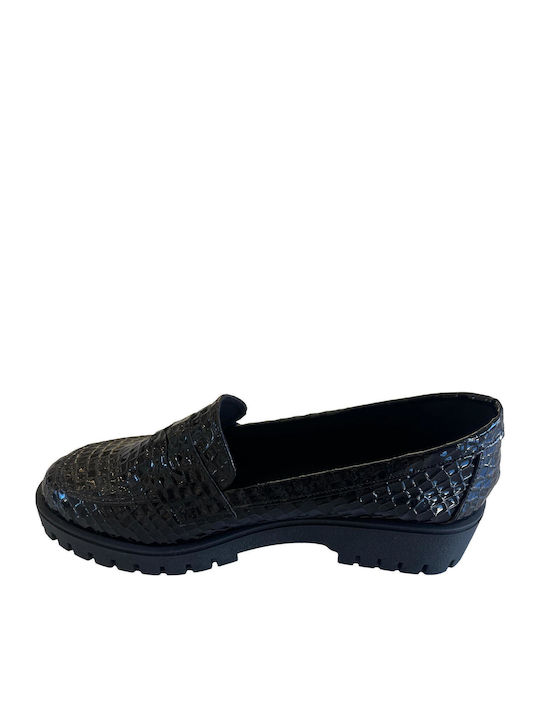 Δερμάτινα Γυναικεία Loafers σε Μαύρο Χρώμα