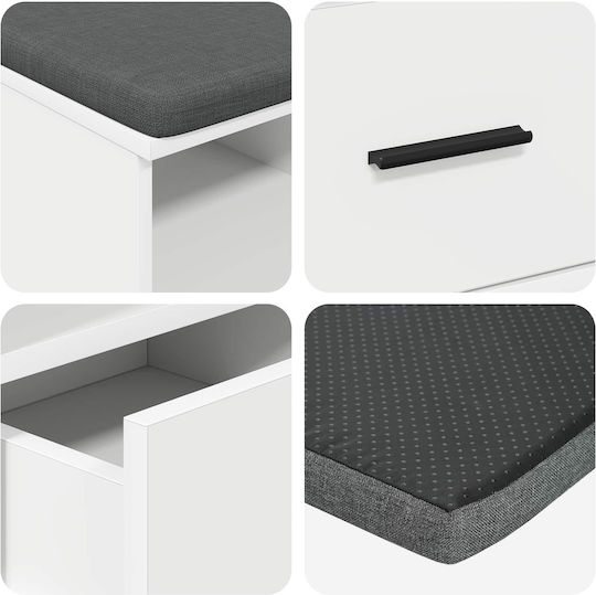 Mobilier de Intrare cu Bancă Alb 80x38x46cm Mobilier de Intrare cu Bancă Alb 80x38x46cm
