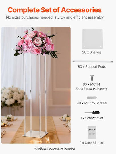 Vevor Wedding Flower Base 10 Pieces Flower Base Column 80cm Acrylic Laminate Cylindrical Cubic Flower Display Base Wedding Party Birthday Home Centerpiece Bases