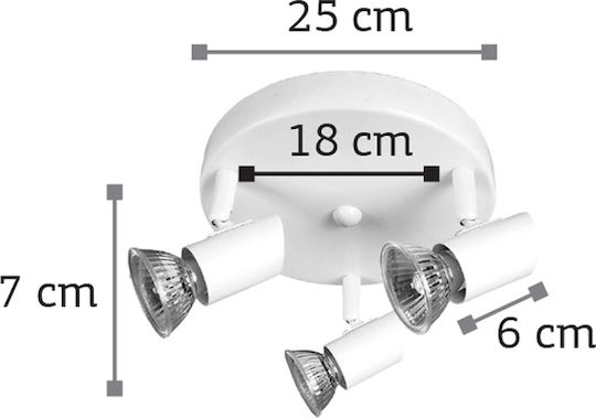 Inlight 9077-3 Τριπλό Σποτ με Ντουί GU10 σε Λευκό Χρώμα