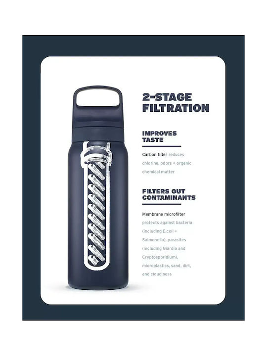 Lifestraw Wasserflasche Rostfreier Stahl mit Filter 1000ml Grün