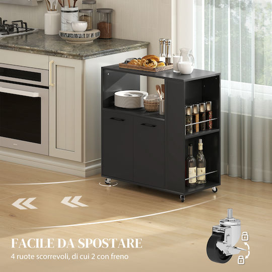 HomCom Kitchen Rack Wooden Black 75x40x80.5cm