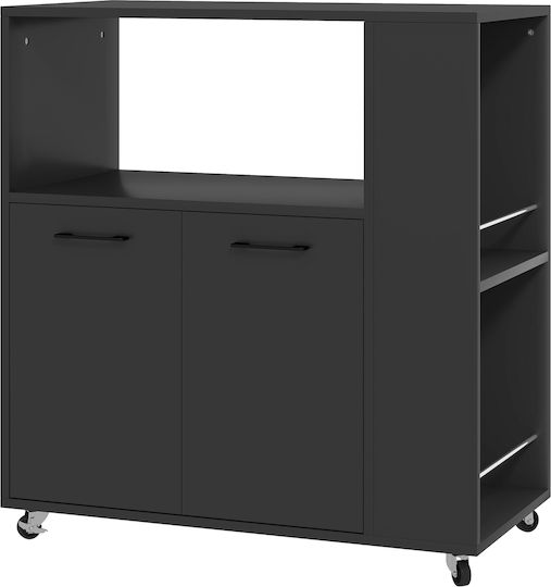 HomCom Kitchen Rack Wooden Black 75x40x80.5cm