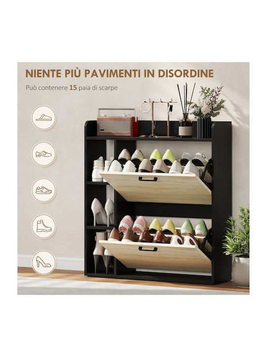 Wooden Shoe Organizer Black 83x24x90.5cm