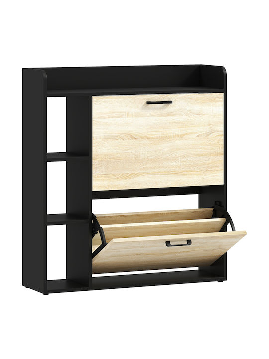 Wooden Shoe Organizer Black 83x24x90.5cm