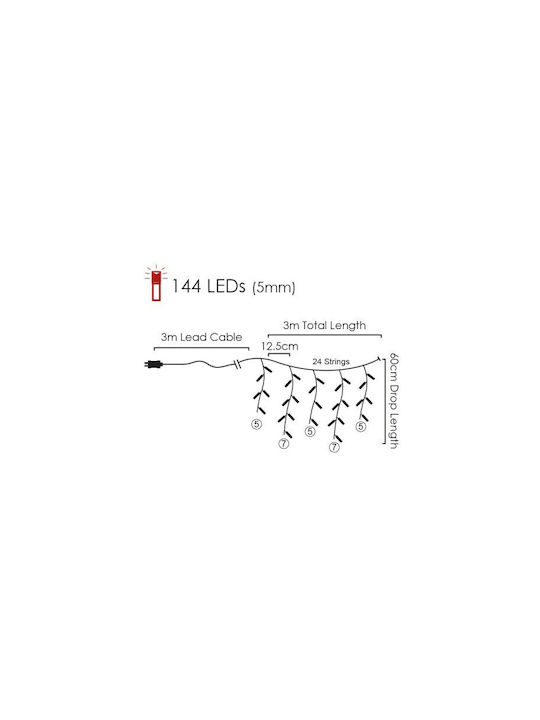 144 Lămpițe LED 3m. Alb rece tip Șir 1buc