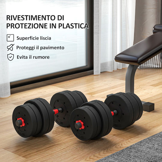 HomCom Adjustable Dumbbell Set with Bar 30kg