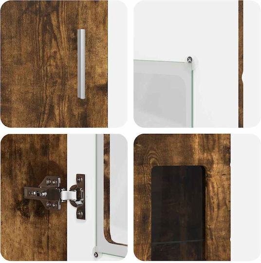 Highboard Επιδαπέδια Βιτρίνα από Μοριοσανίδα με Τζάμι Δρυς 60x35x182cm