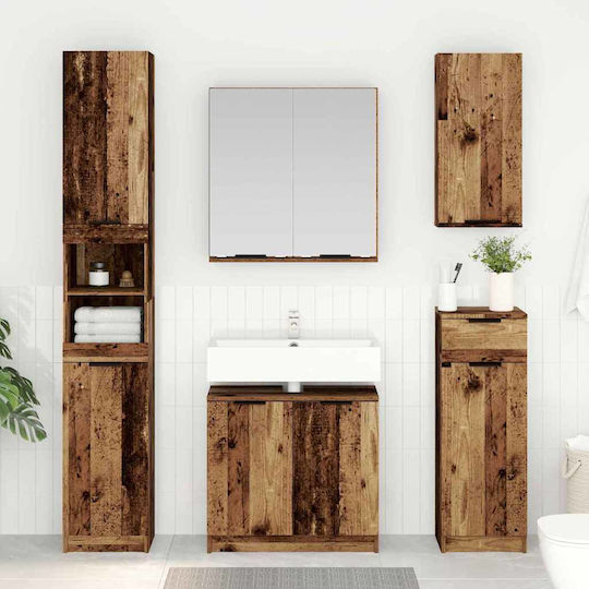 vidaXL Countertop with Sink & Mirror Old Wood, Brown vidaXL Countertop with Sink & Mirror Old Wood, Brown
