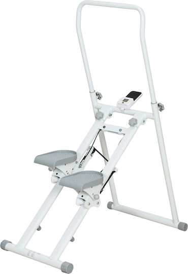 Sportnow Κατακόρυφος Αναρρίχησης Stepper Πτυσσόμενος Ρυθμιζόμενη Λαβή Αντιολισθητικά Πεντάλ Οθόνη Lcd Λευκός A90-390v00wt