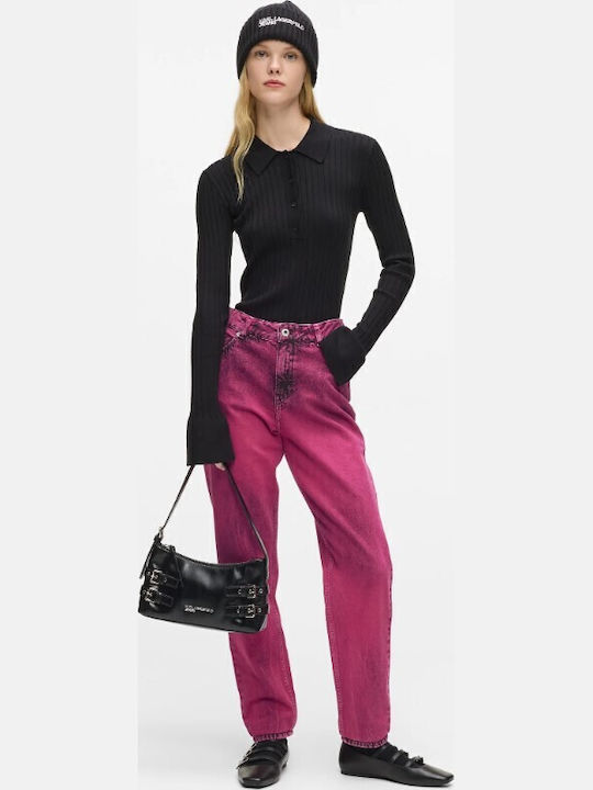Blugi de damă cu croială mom Fuchsia
