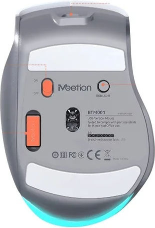 Meetion BTM001 Безжичен Ергономичен Bluetooth Мишка Черен