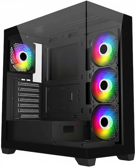 FSP/Fortron M340 Gaming Midi Tower Κουτί Υπολογιστή με Πλαϊνό Παράθυρο και ARGB Φωτισμό Μαύρο
