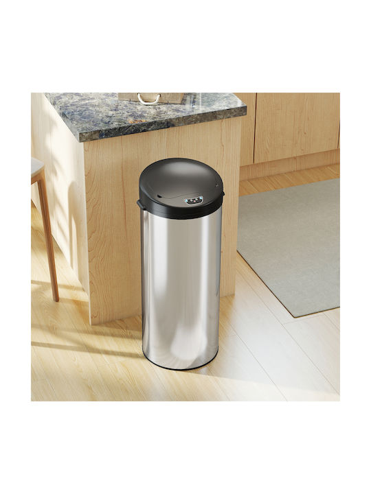 HomCom Waste Bin Waste made of Stainless Steel with Photocell Silver 55lt 1pcs