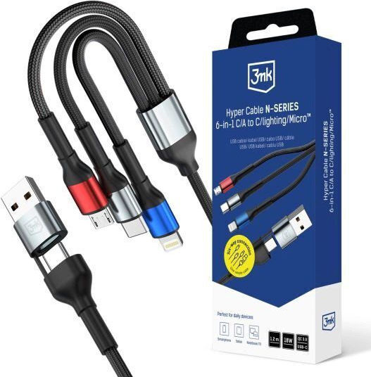 3MK Hyper USB-A to Lightning Cable 18W Μαύρο 1.2m