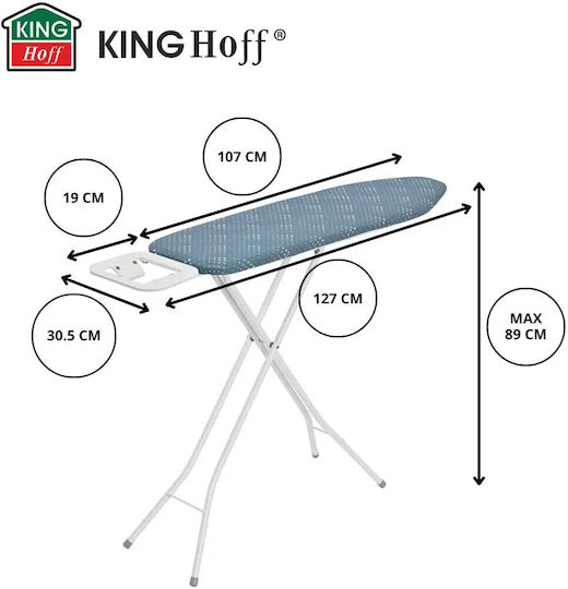 KING Hoff Гладилница За Парна Ютия Компактна 107.5x30.5см