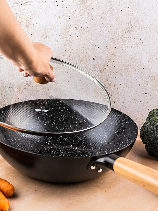 KING Hoff Wok από Αλουμίνιο Με Καπάκι με Επίστρωση από Πέτρα 30cm