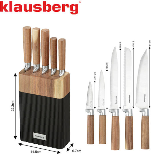 Klausberg Knife Set with Block from Stainless Steel 6pcs