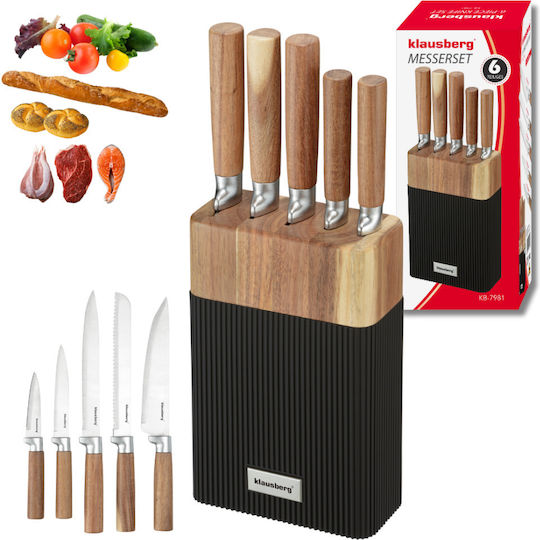 Klausberg Knife Set with Block from Stainless Steel 6pcs