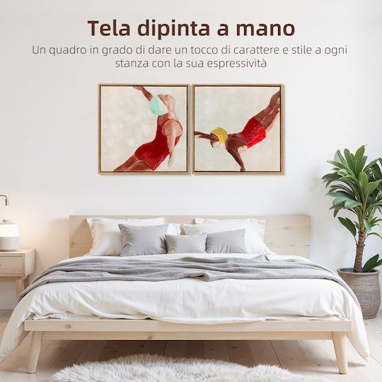 Homcom Set of 2 Modern Canvases Artistic Wall Print with Integrated Hooks 40x40 Cm L00-027v00rd