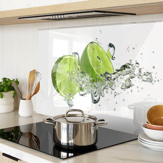 Elegant Glass Chopping Surface Kitchen Lemon Tree Water Bottom 80x52 Cm