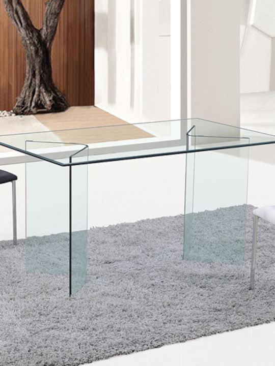Glasser Прозрачна Правоъгълна Стъклена Маса За Кухня 150x90x75см