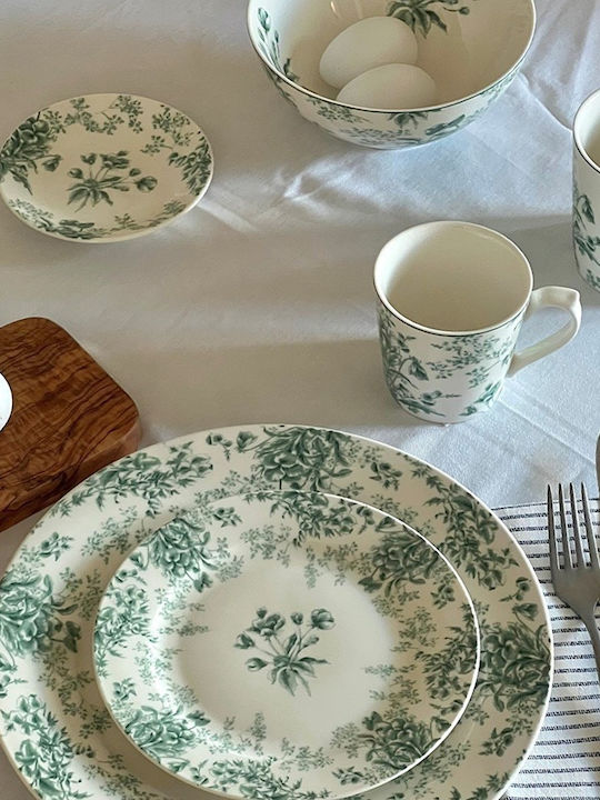 Laura Ashley Shallow Porcelain Green Plate with Diameter 23cm