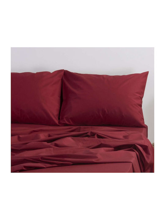 Nef-Nef Homeware Sheet King Size with Elastic 180x200+35cm. Basic Bordo