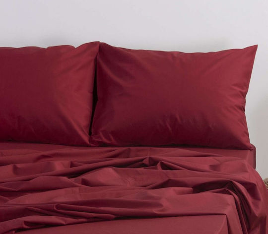 Nef-Nef Homeware Чаршаф King Size с Ластик 180x200+35см. Basic Bordo