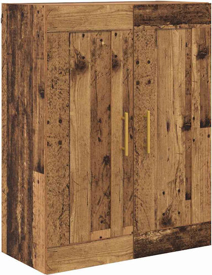 Bodenstehende Highboard-Wohnzimmervitrine aus Spanplatte Altholz 69,5x34x180cm
