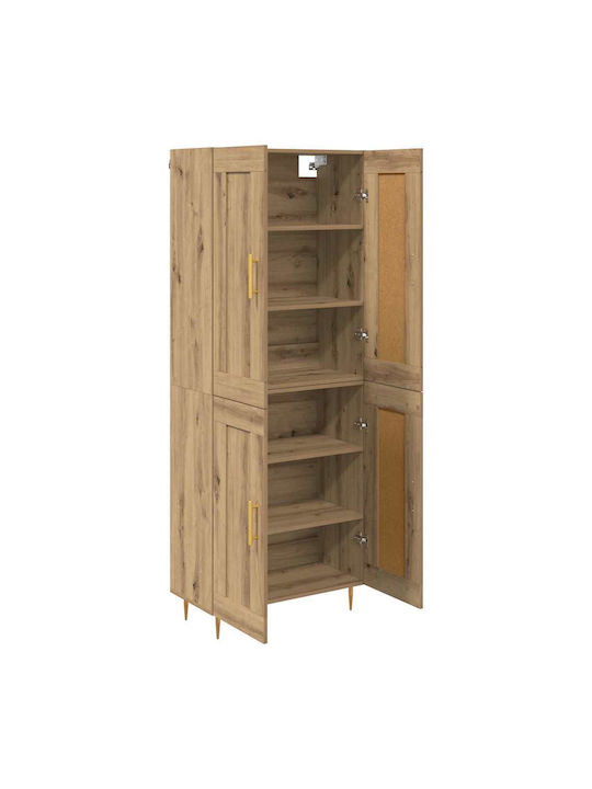 Wohnzimmer Vitrine aus Spanplatte mit Verglasung Artisan Eiche 69.5x34x180cm