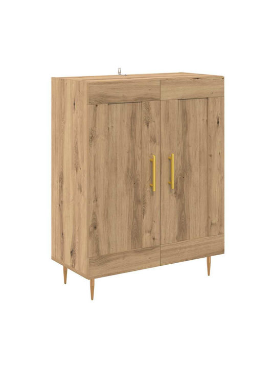 Wohnzimmer Vitrine aus Spanplatte mit Verglasung Artisan Eiche 69.5x34x180cm