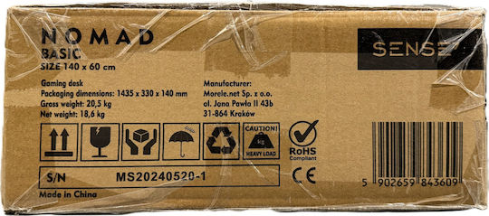 SENSE7 Spielbüro Nomad Basic Glas Czarne 140x60cm