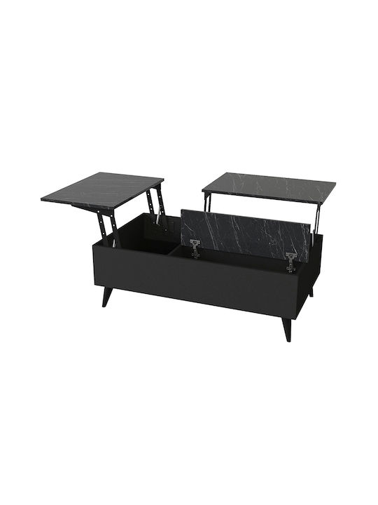 Măsuță Centrală Rectangulară Roy din Lemn cu Mecanism de Ridicare Neagră M121xL69xÎ40cm