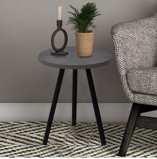 Rundes Beistelltisch Roma Holz Grau Retro M33.5xL33.5xH46cm