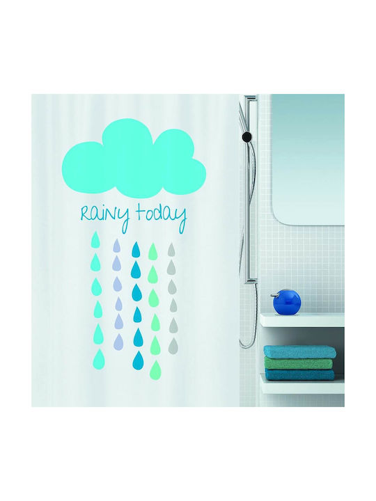 Spirella Cloud Shower Curtain Fabric 180x200cm Blue