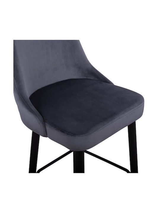 Hocker Bar mit Rückenlehne Gepolstert mit Samt Paige Gray 2Stück 51x57x110cm