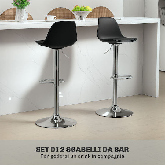Stool Bar with Back & Adjustable Height Black 42x38x82cm