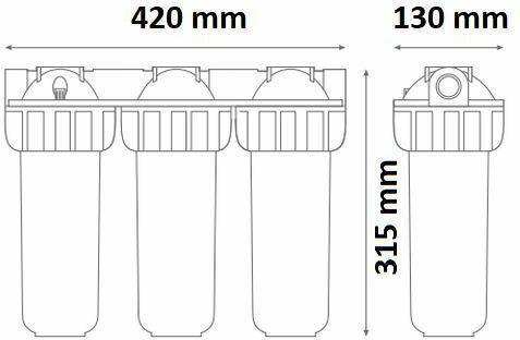 Atlas Filtri Senior Plus Triplex 3P AFO SX TS Συσκευή Φίλτρου Νερού Κεντρικής Παροχής / Κάτω Πάγκου Τριπλή 3/4''
