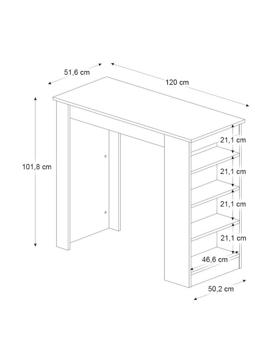 Monaco Τραπέζι Μπαρ Ξύλινο 120x51.6x101.8εκ.