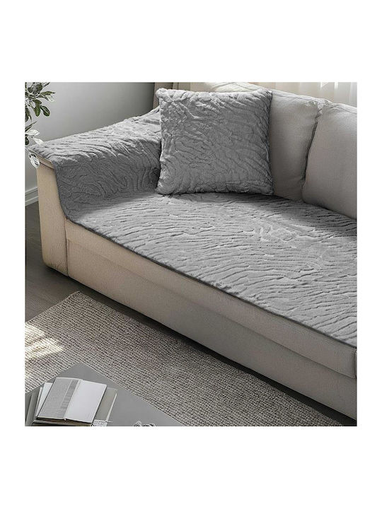 Ριχτάρι Τριθέσιου Καναπέ Γούνινο 250x90εκ. Grey
