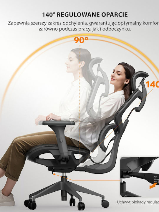 Nobu Office Chair with Fixed Arms Graphite SENSE7