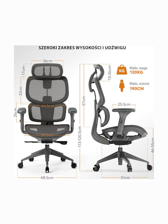 Nobu Office Chair with Fixed Arms Graphite SENSE7