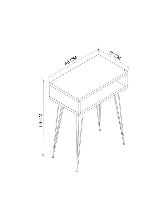 Scott Wooden Bedside Table Gray 40x30x60cm
