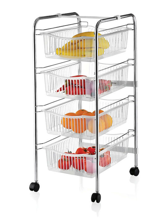 Perilla Metallic Kitchen Trolley 4 Tiers Silver 43x33x80cm