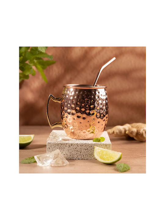 KING Hoff Set Gläser Cocktail/Trinken aus Edelstahl mit Strohhalm 500ml 2Stück