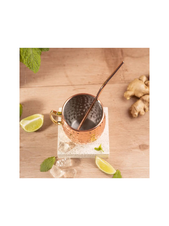 KING Hoff Set Gläser Cocktail/Trinken aus Edelstahl mit Strohhalm 500ml 2Stück
