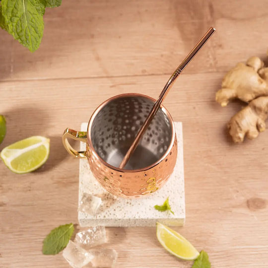 KING Hoff Set Gläser Cocktail/Trinken aus Edelstahl mit Strohhalm 500ml 2Stück